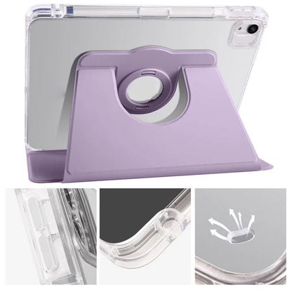 For iPad Air 11 (2024) Case Rotating Stand Leather+Clear TPU Detachable Tablet Cover