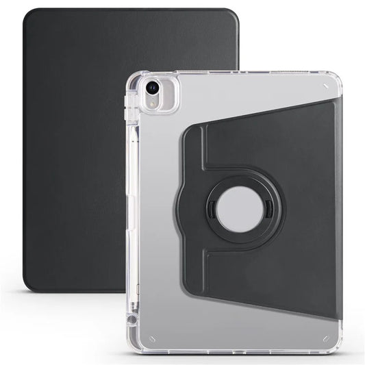 For iPad Air 13 (2024) Case Rotary Stand PU Leather Detachable Clear TPU Tablet Cover