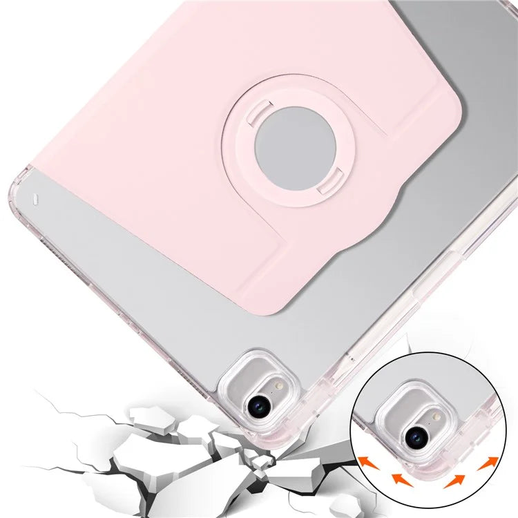 For iPad Air 13 (2024) Case Rotary Stand PU Leather Detachable Clear TPU Tablet Cover
