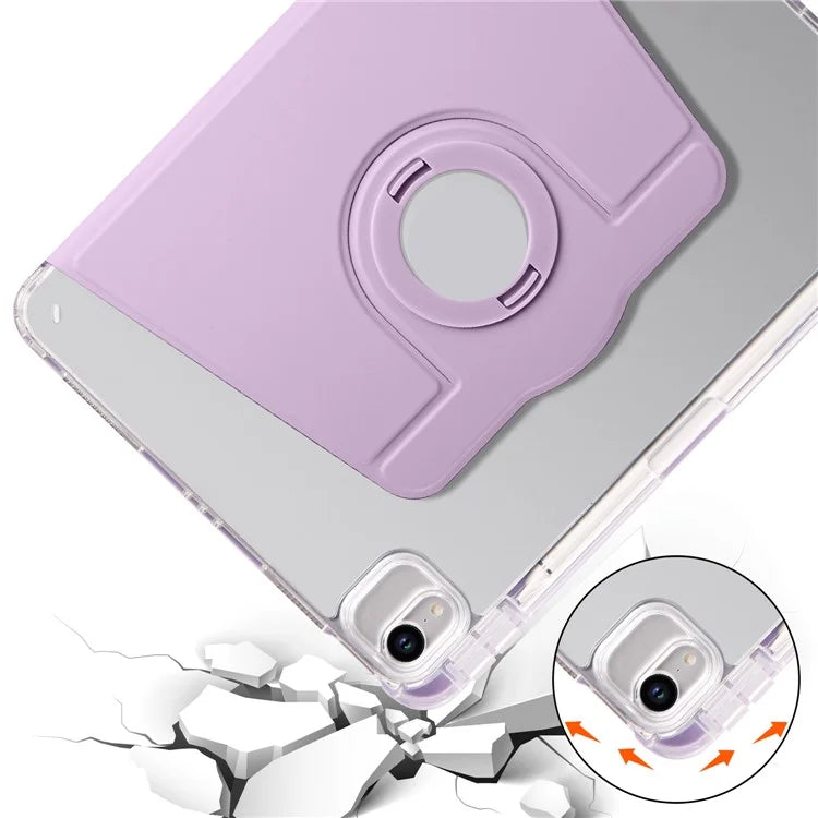 For iPad Air 13 (2024) Case Rotary Stand PU Leather Detachable Clear TPU Tablet Cover