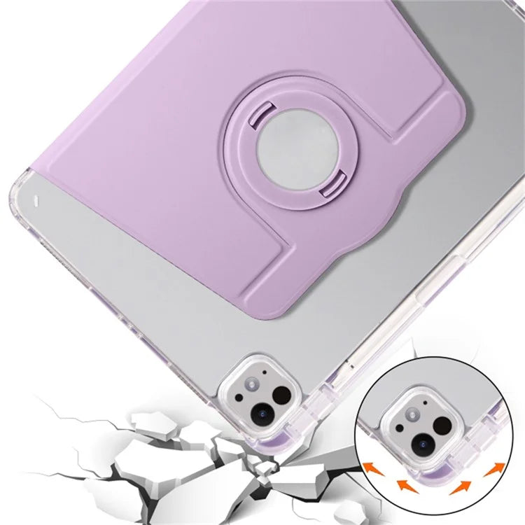 For iPad Pro 11 (2024) Clear Case Rotary Stand Detachable PU Leather TPU Tablet Cover