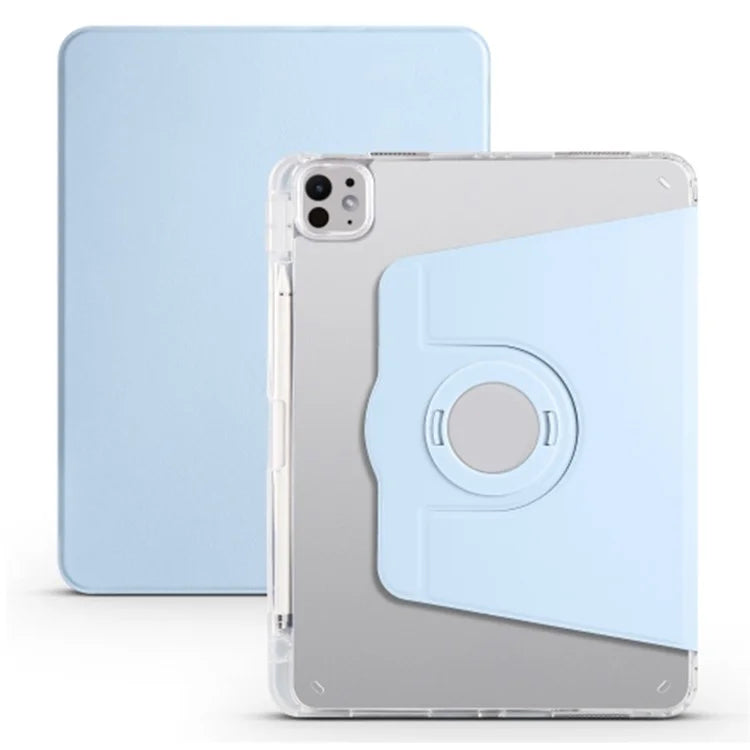 For iPad Pro 11 (2024) Clear Case Rotary Stand Detachable PU Leather TPU Tablet Cover