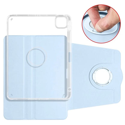 For iPad Pro 11 (2024) Clear Case Rotary Stand Detachable PU Leather TPU Tablet Cover