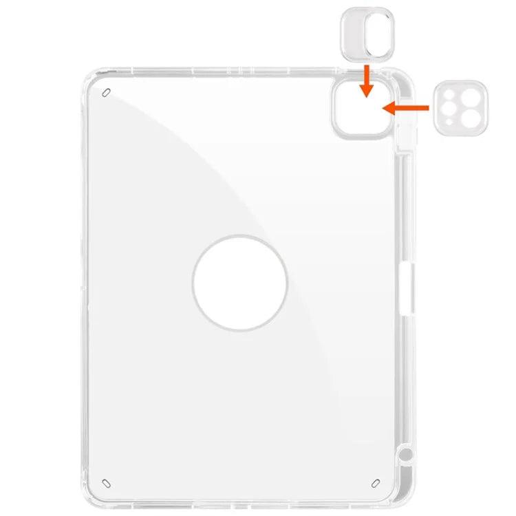For iPad Pro 11 (2024) Clear Case Rotary Stand Detachable PU Leather TPU Tablet Cover