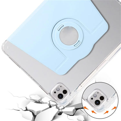 For iPad Pro 11 (2024) Clear Case Rotary Stand Detachable PU Leather TPU Tablet Cover
