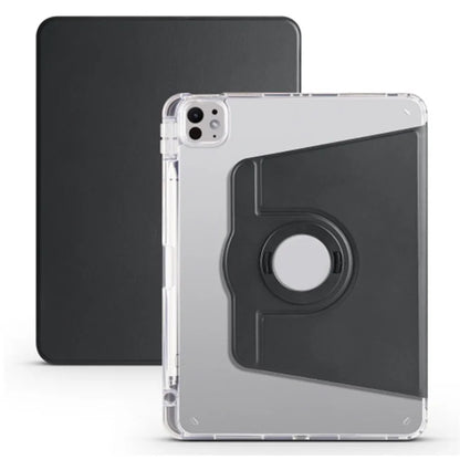 For iPad Pro 11 (2024) Clear Case Rotary Stand Detachable PU Leather TPU Tablet Cover