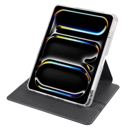 For iPad Pro 11 (2024) Clear Case Rotary Stand Detachable PU Leather TPU Tablet Cover