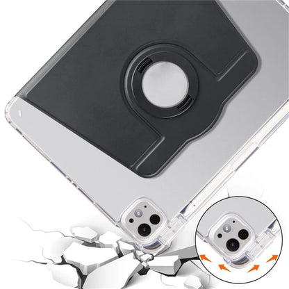 For iPad Pro 11 (2024) Clear Case Rotary Stand Detachable PU Leather TPU Tablet Cover