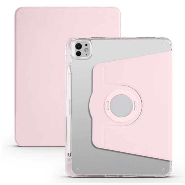 For iPad Pro 11 (2024) Clear Case Rotary Stand Detachable PU Leather TPU Tablet Cover