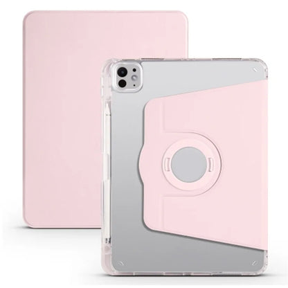 For iPad Pro 11 (2024) Clear Case Rotary Stand Detachable PU Leather TPU Tablet Cover