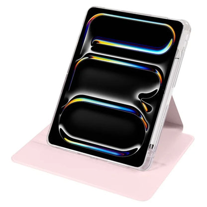 For iPad Pro 11 (2024) Clear Case Rotary Stand Detachable PU Leather TPU Tablet Cover