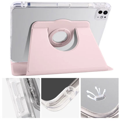 For iPad Pro 11 (2024) Clear Case Rotary Stand Detachable PU Leather TPU Tablet Cover
