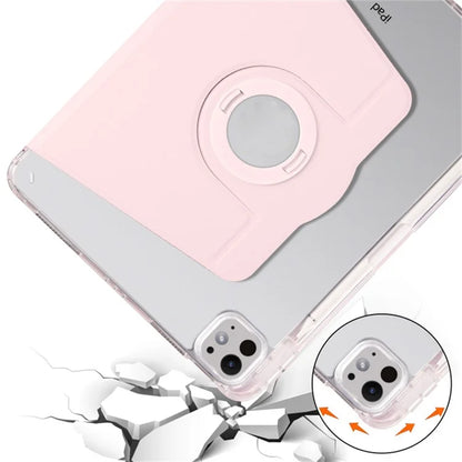 For iPad Pro 11 (2024) Clear Case Rotary Stand Detachable PU Leather TPU Tablet Cover