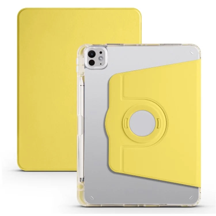 For iPad Pro 11 (2024) Clear Case Rotary Stand Detachable PU Leather TPU Tablet Cover