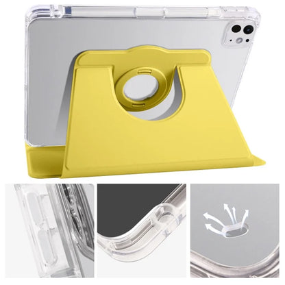 For iPad Pro 11 (2024) Clear Case Rotary Stand Detachable PU Leather TPU Tablet Cover