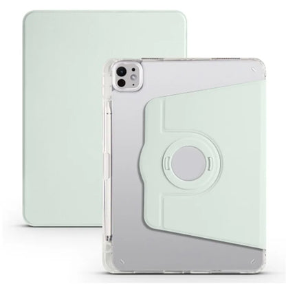 For iPad Pro 11 (2024) Clear Case Rotary Stand Detachable PU Leather TPU Tablet Cover