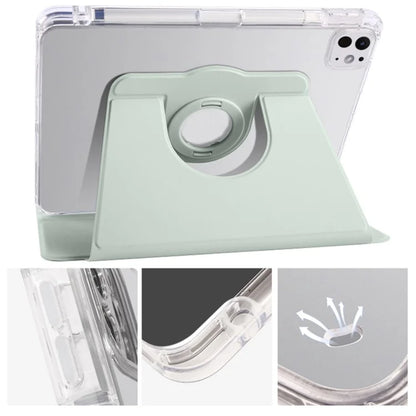 For iPad Pro 11 (2024) Clear Case Rotary Stand Detachable PU Leather TPU Tablet Cover