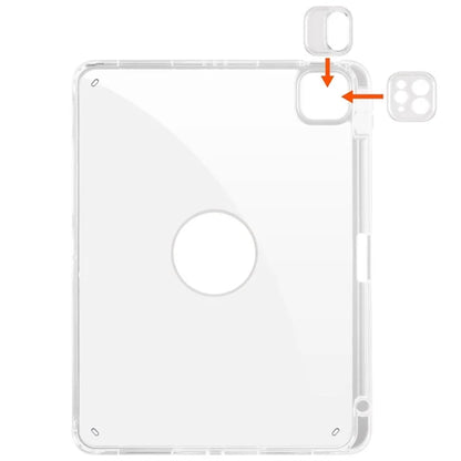 For iPad Pro 11 (2024) Clear Case Rotary Stand Detachable PU Leather TPU Tablet Cover