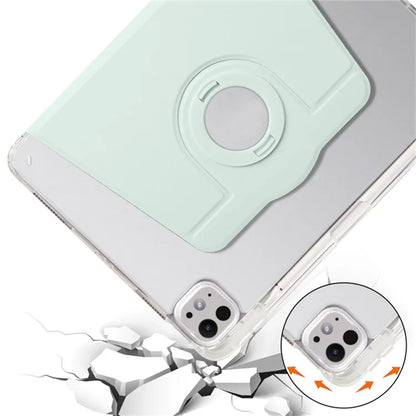 For iPad Pro 11 (2024) Clear Case Rotary Stand Detachable PU Leather TPU Tablet Cover