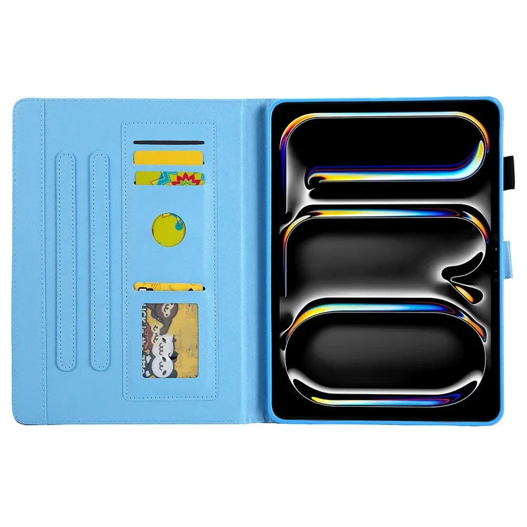 For iPad Pro 11 (2024) Case Pattern Printing Card Slots Leather Tablet Cover