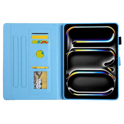 For iPad Pro 11 (2024) Case Pattern Printing Card Slots Leather Tablet Cover