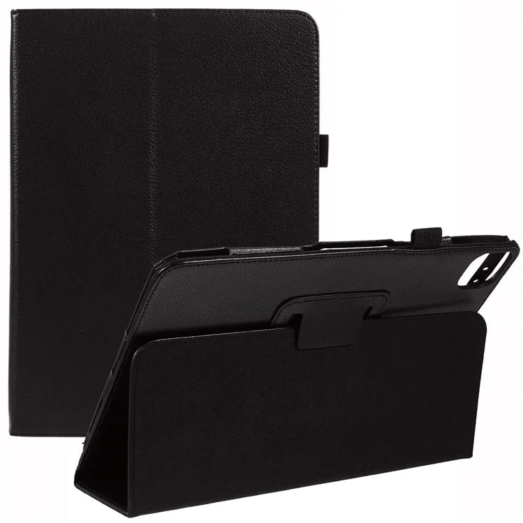 For iPad Air 11 (2024) Case Litchi Texture Leather Tablet Cover with Bi-Fold Stand