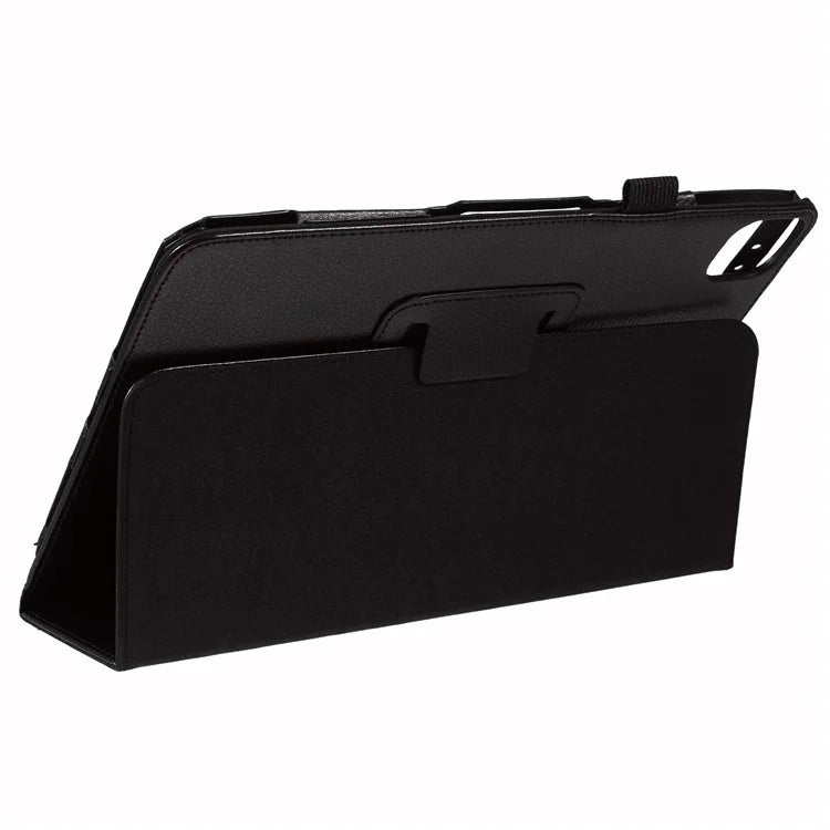 For iPad Air 11 (2024) Case Litchi Texture Leather Tablet Cover with Bi-Fold Stand