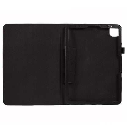 For iPad Air 11 (2024) Case Litchi Texture Leather Tablet Cover with Bi-Fold Stand