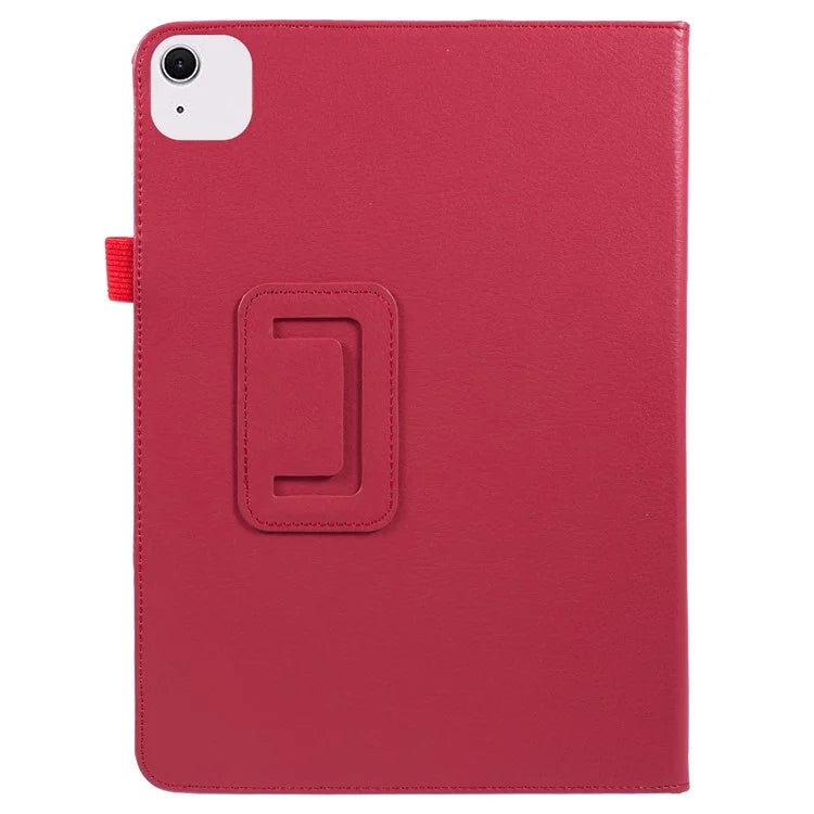 For iPad Air 11 (2024) Case Litchi Texture Leather Tablet Cover with Bi-Fold Stand