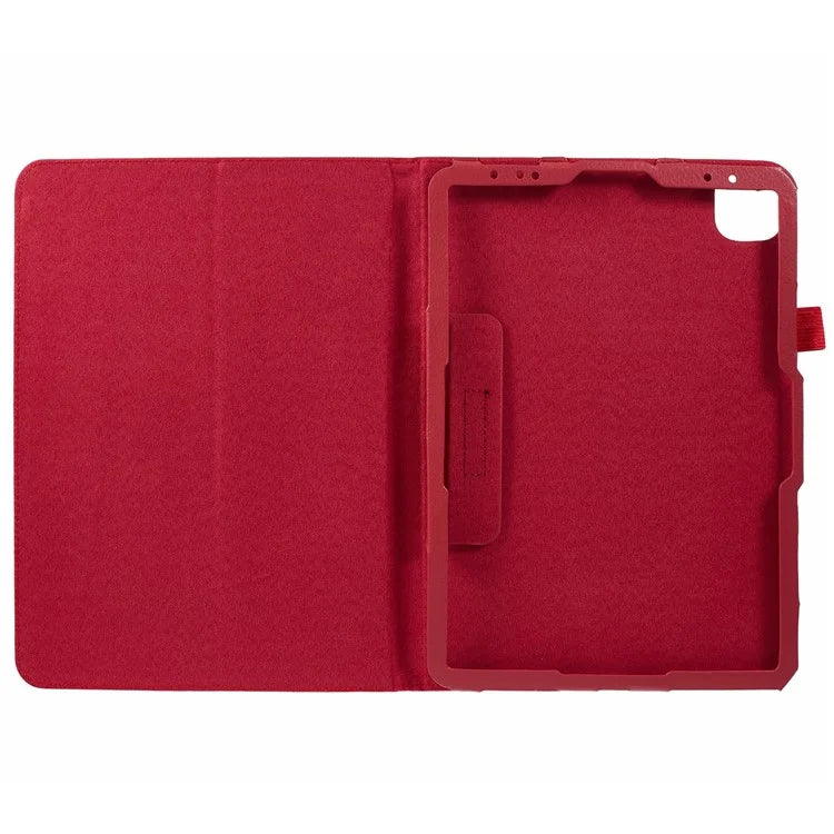 For iPad Air 11 (2024) Case Litchi Texture Leather Tablet Cover with Bi-Fold Stand