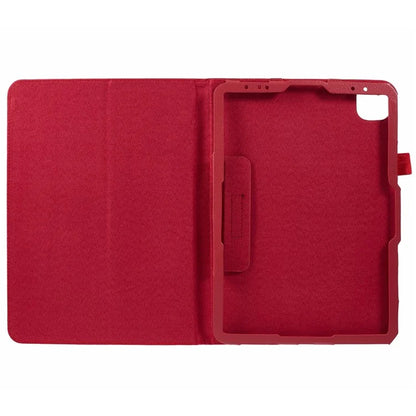 For iPad Air 11 (2024) Case Litchi Texture Leather Tablet Cover with Bi-Fold Stand