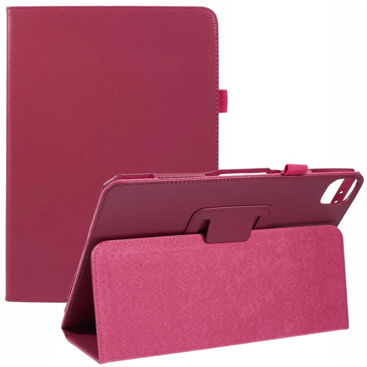 For iPad Air 11 (2024) Case Litchi Texture Leather Tablet Cover with Bi-Fold Stand