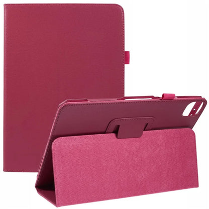 For iPad Air 11 (2024) Case Litchi Texture Leather Tablet Cover with Bi-Fold Stand