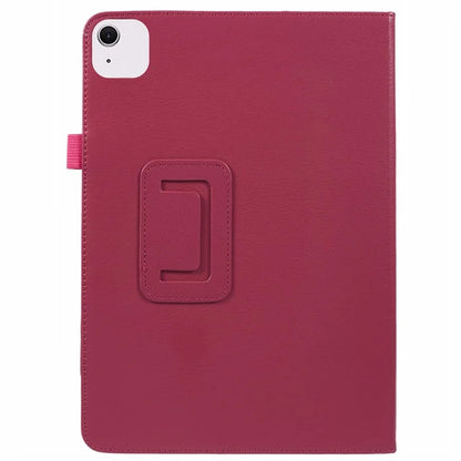 For iPad Air 11 (2024) Case Litchi Texture Leather Tablet Cover with Bi-Fold Stand