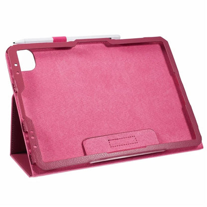 For iPad Air 11 (2024) Case Litchi Texture Leather Tablet Cover with Bi-Fold Stand