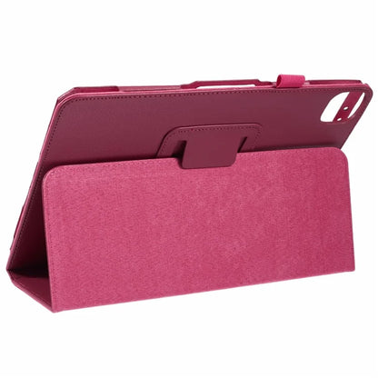 For iPad Air 11 (2024) Case Litchi Texture Leather Tablet Cover with Bi-Fold Stand