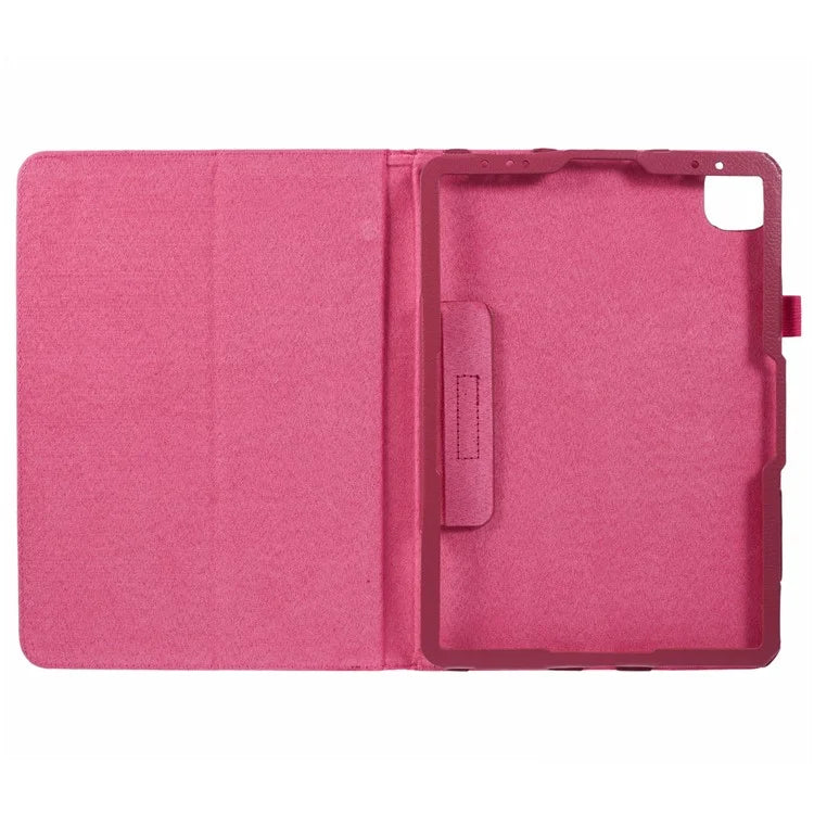 For iPad Air 11 (2024) Case Litchi Texture Leather Tablet Cover with Bi-Fold Stand