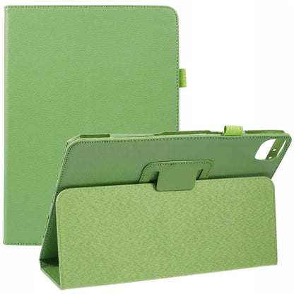 For iPad Air 11 (2024) Case Litchi Texture Leather Tablet Cover with Bi-Fold Stand