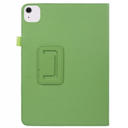 For iPad Air 11 (2024) Case Litchi Texture Leather Tablet Cover with Bi-Fold Stand