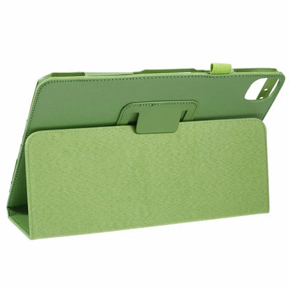 For iPad Air 11 (2024) Case Litchi Texture Leather Tablet Cover with Bi-Fold Stand