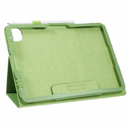 For iPad Air 11 (2024) Case Litchi Texture Leather Tablet Cover with Bi-Fold Stand