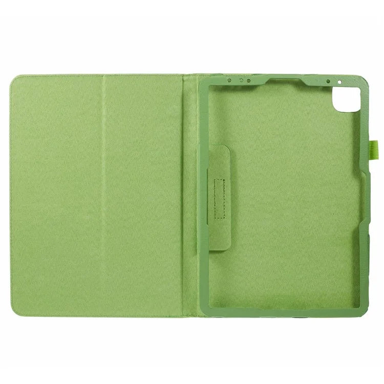 For iPad Air 11 (2024) Case Litchi Texture Leather Tablet Cover with Bi-Fold Stand