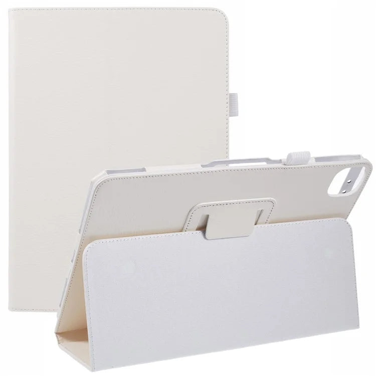 For iPad Air 11 (2024) Case Litchi Texture Leather Tablet Cover with Bi-Fold Stand