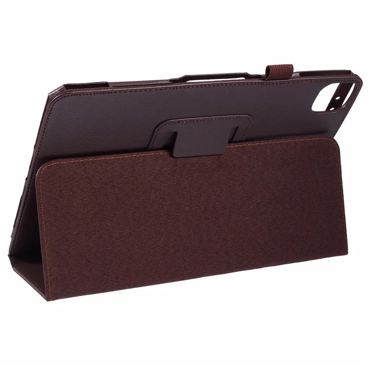 For iPad Air 11 (2024) Case Litchi Texture Leather Tablet Cover with Bi-Fold Stand