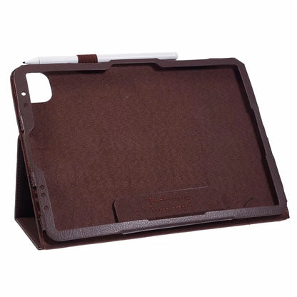 For iPad Air 11 (2024) Case Litchi Texture Leather Tablet Cover with Bi-Fold Stand