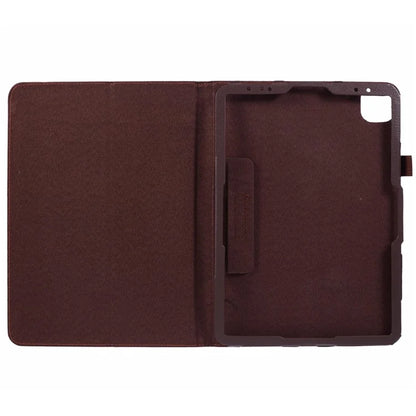 For iPad Air 11 (2024) Case Litchi Texture Leather Tablet Cover with Bi-Fold Stand