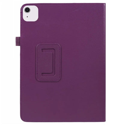 For iPad Air 11 (2024) Case Litchi Texture Leather Tablet Cover with Bi-Fold Stand