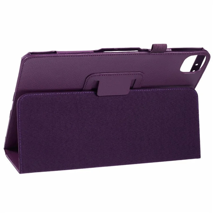 For iPad Air 11 (2024) Case Litchi Texture Leather Tablet Cover with Bi-Fold Stand