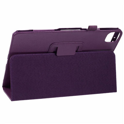 For iPad Air 11 (2024) Case Litchi Texture Leather Tablet Cover with Bi-Fold Stand