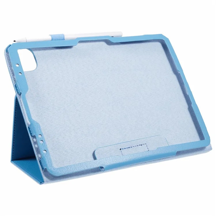 For iPad Air 11 (2024) Case Litchi Texture Leather Tablet Cover with Bi-Fold Stand